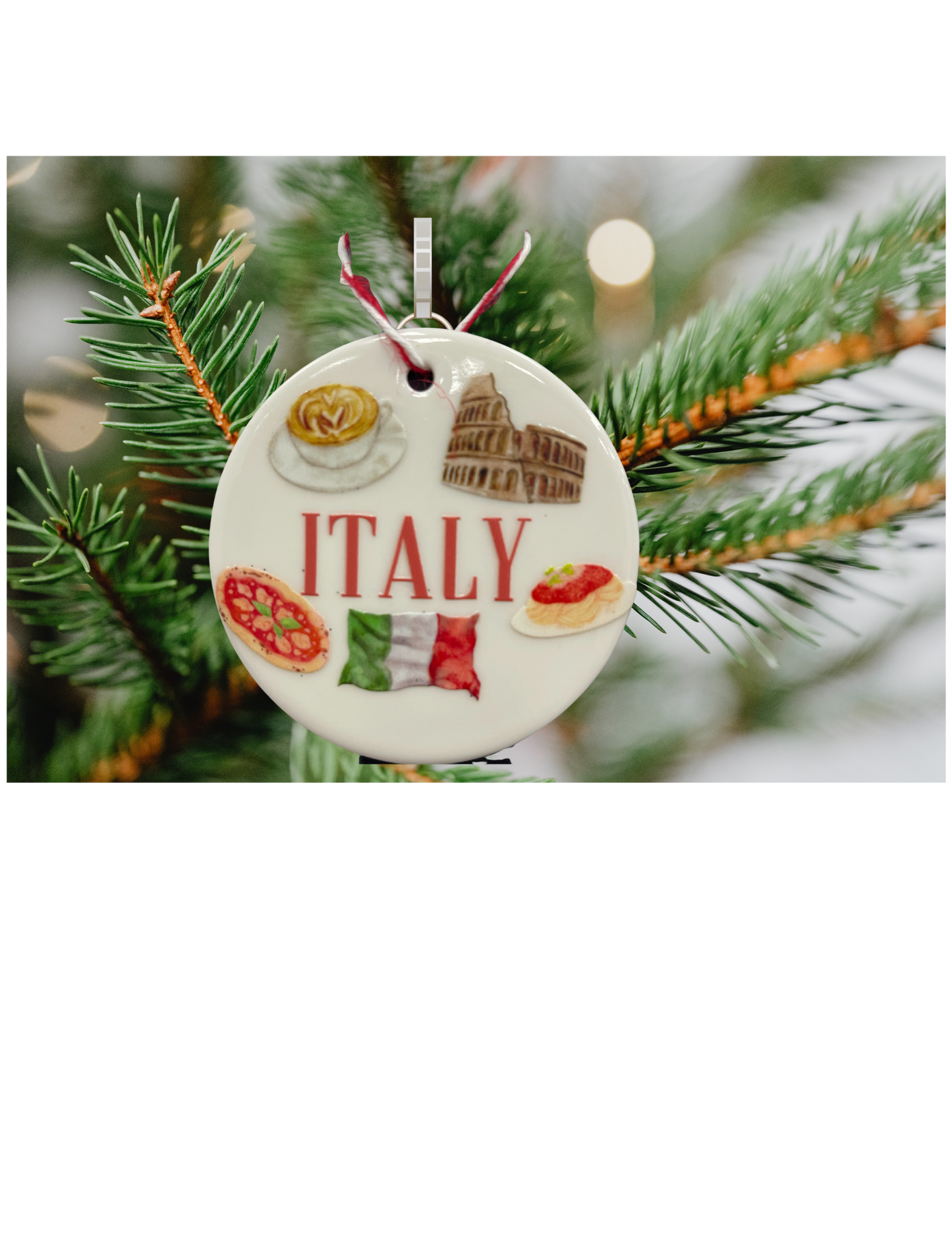 Italy Flat white Ceramic Ornament