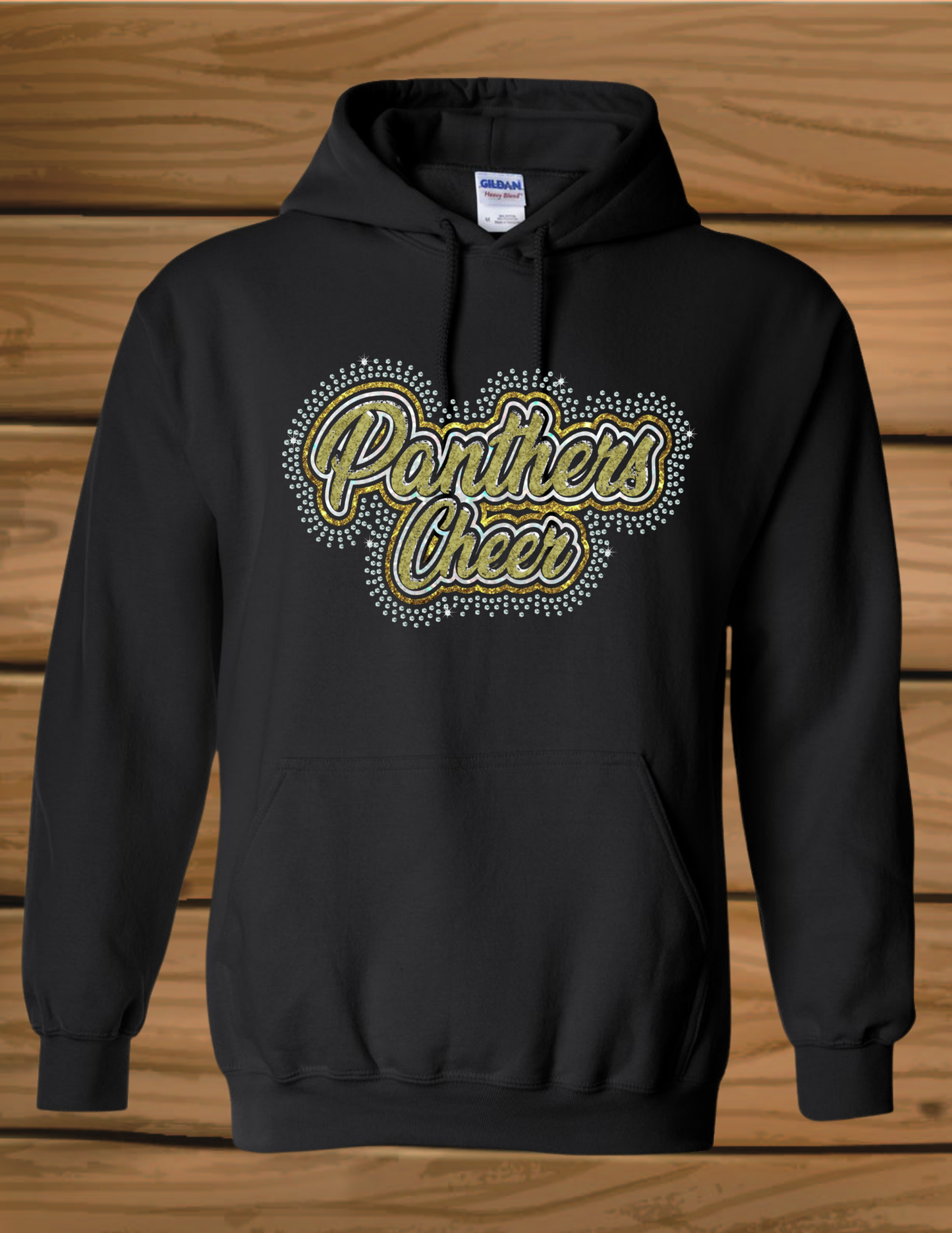 Panthers Cursive Rhinestone