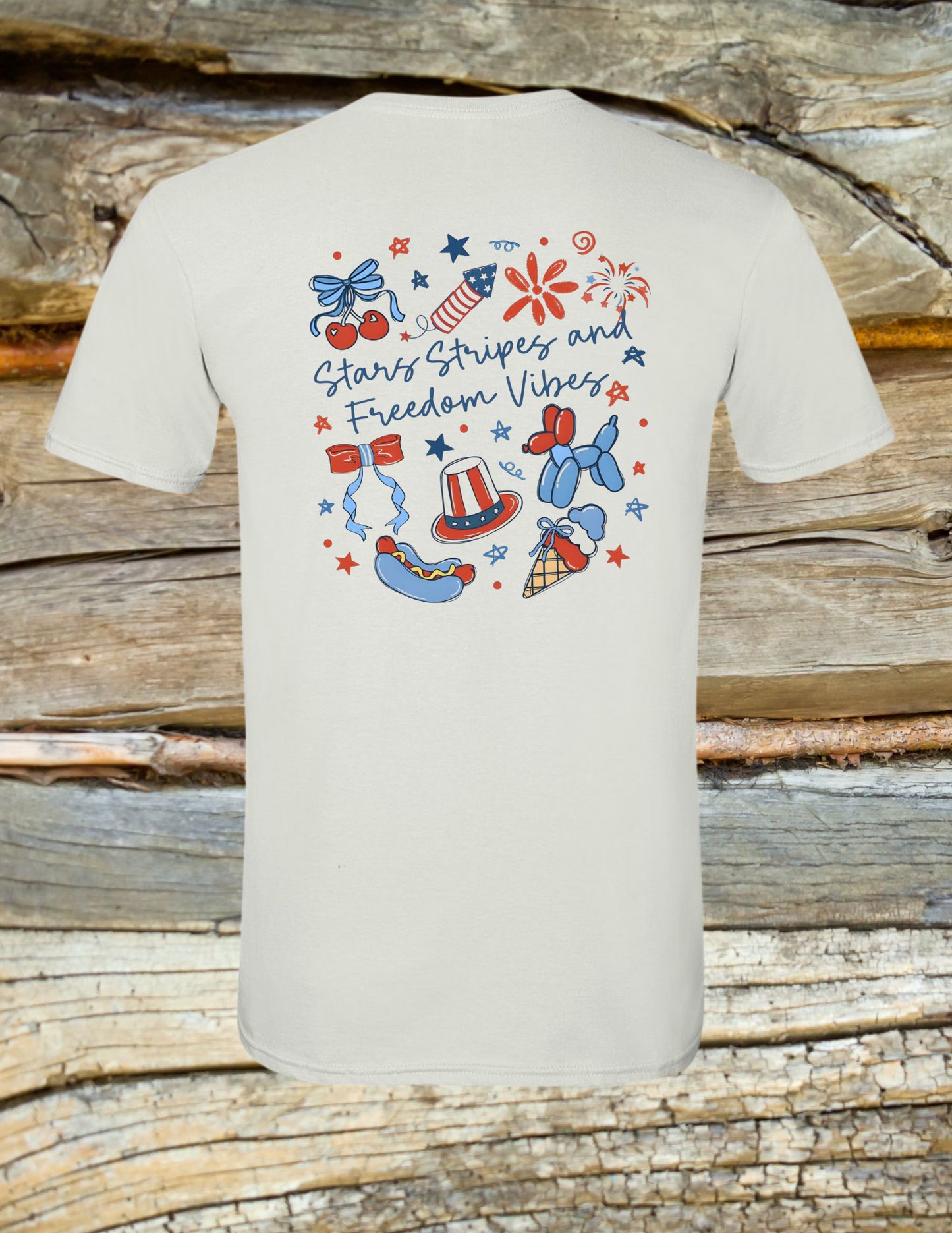 Stars Stripes Freedom Vibes bubble dog